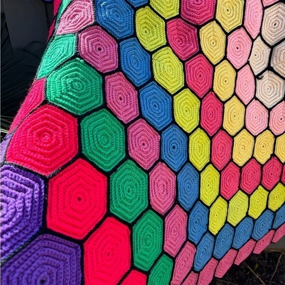 Crochet Hexagon colorful Blanket